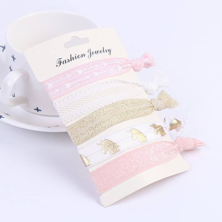 Korean Stylish Sweet Hair Bands Girls Knotted Elastic Soft Fabric Hair Tie Beach Tree Flower Fruit Heart Dotted Hair Ornament Gi