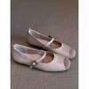 Cowhide Version~ French Retro Single Shoes Women's Summer Gentle Skirt Evening Shoes Flat One Word with Ballet Mary Jane Shoes