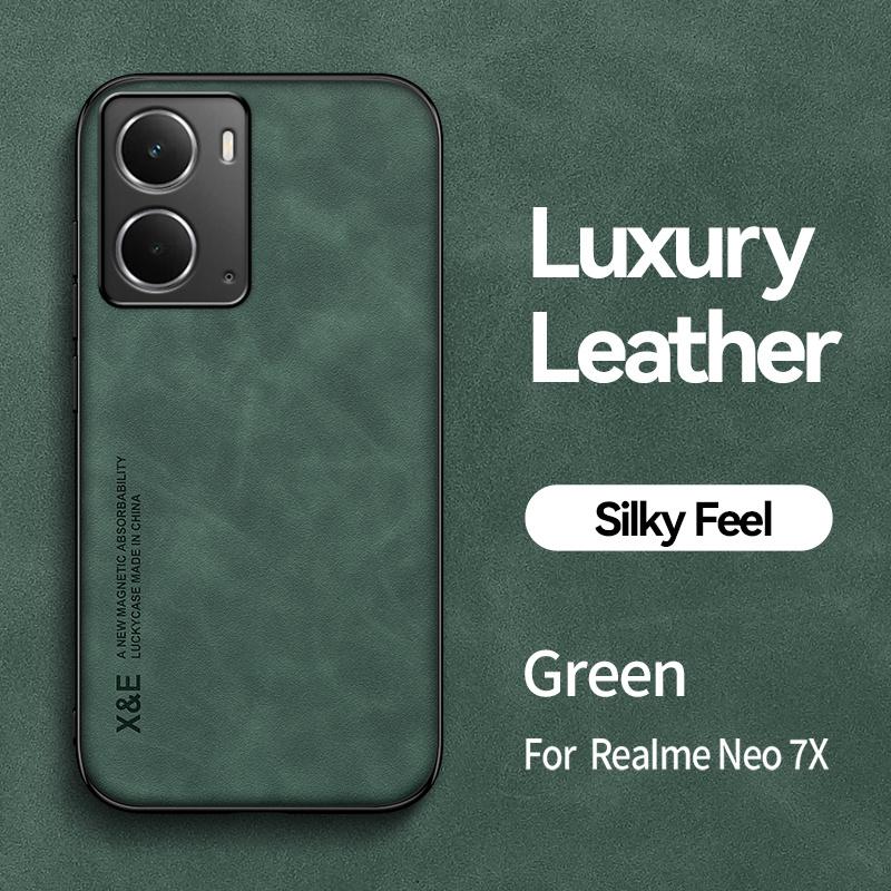 Чехол для Realme Neo7x 5G Чехол Автомагнитный держатель Кожаный чехол для телефона для Realme P3 5G Neo 7x RealmeP3 Мягкий чехол для защиты