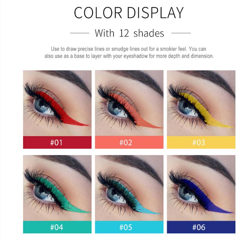 12 цветов многоцветный черный жидкий карандаш для подводки водостойкий карандаш стойкий макияж для глаз макияж для женщин косметика для глаз