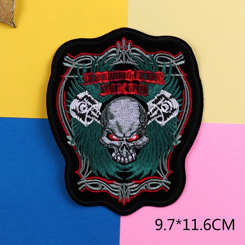 Мужская кожаная куртка в стиле панк для мотоцикла с вышитыми нашивками своими руками - дизайн с изображением орла и черепа