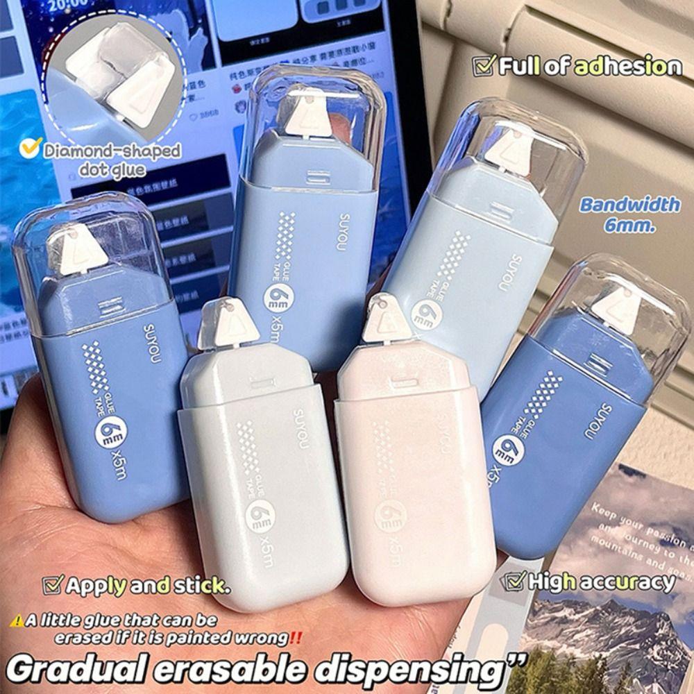 6pcs Gradient Color Dot Glue Tape High Viscosity Double-sided Adhesive Tape  School Office