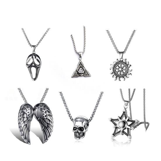 Крик Череп Кулон Ожерелье Винтаж Хип-Хоп Панк Личность Из Нержавеющей Стали Змея