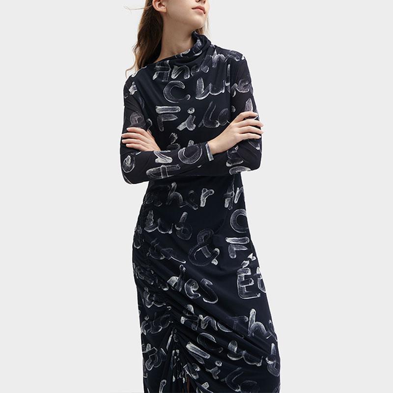 Fila X ETUDES Платье с длинным рукавом и воротником-стойкой с принтом по всей поверхности Женские платья F11W346303F-ZA