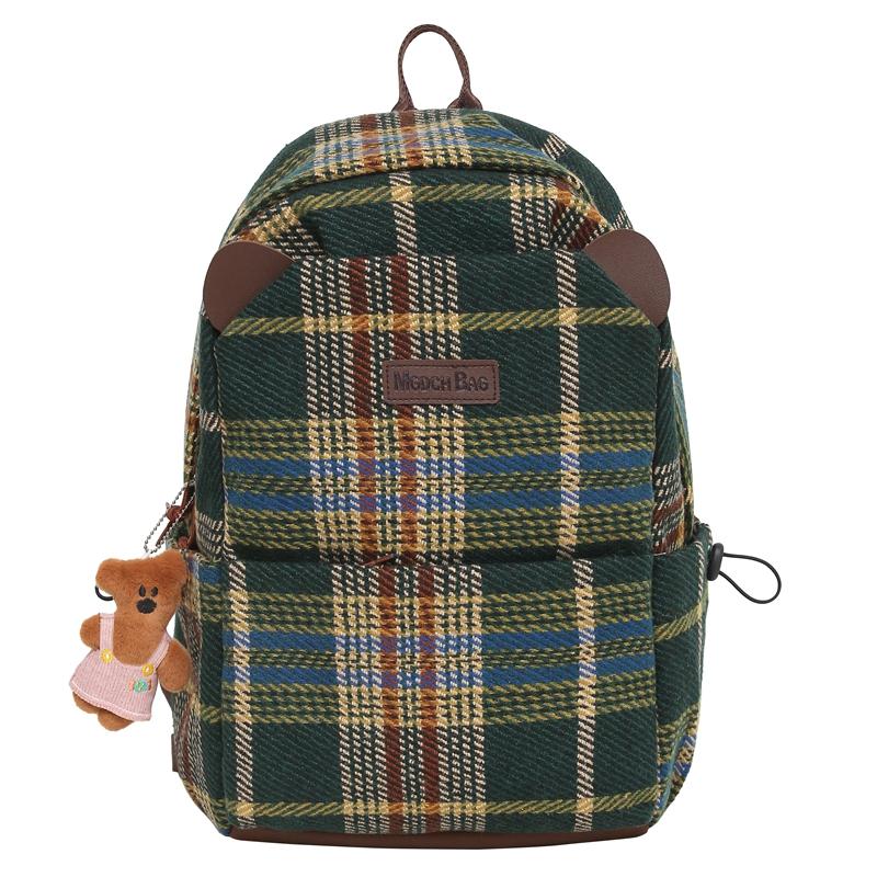 Винтажный клетчатый школьный рюкзак для женщин