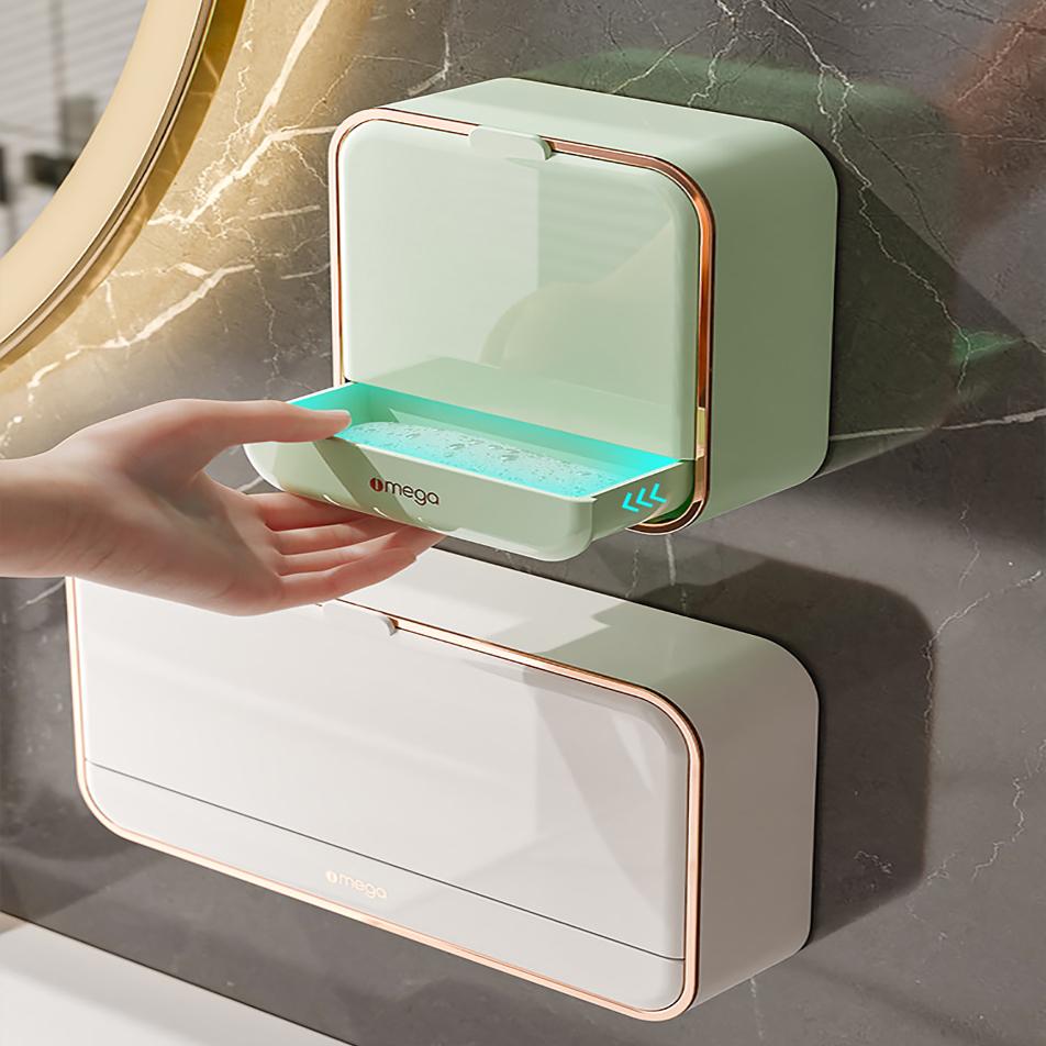 Креативная настенная мыльница с крышкой и двойной решеткой, полка для сушки мыла, держатель для мыла для ванной комнаты, аксессуары для ванной комнаты