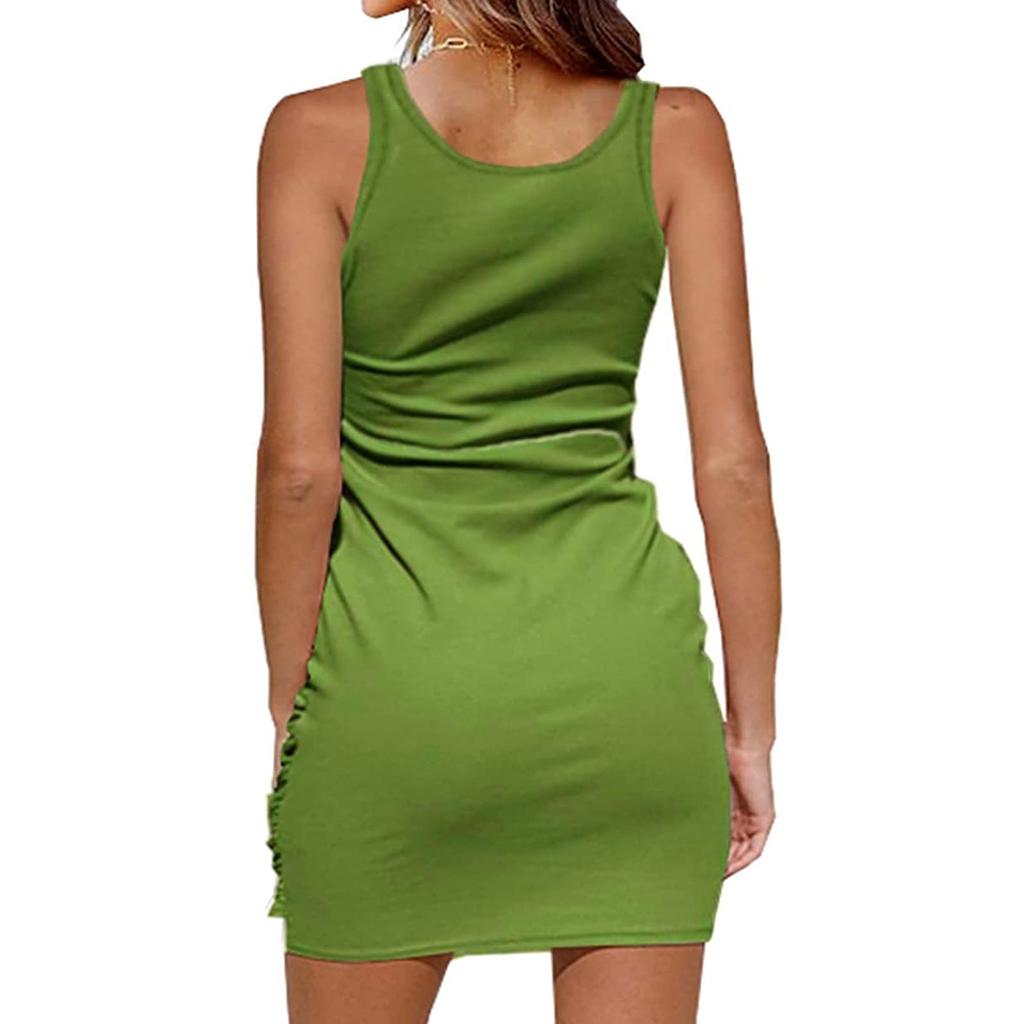 Модное женское сексуальное бандажное платье-майка в рубчик, облегающее, без рукавов