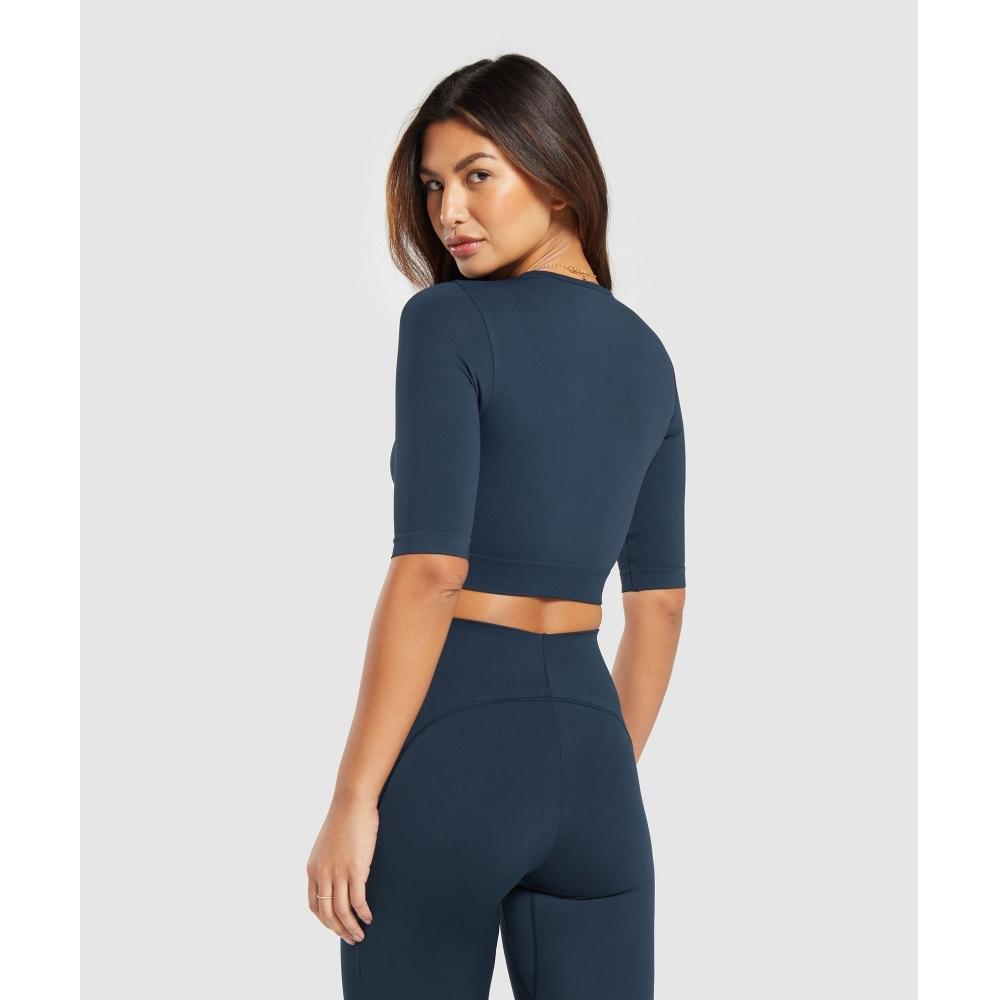 Gymshark Повседневный бесшовный укороченный топ темно-синего цвета B8a4p Ub9p