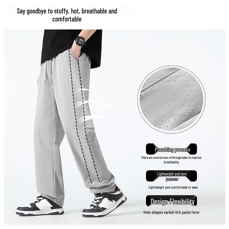 MINISO Men's Summer Breathable Mesh Tapered Pants