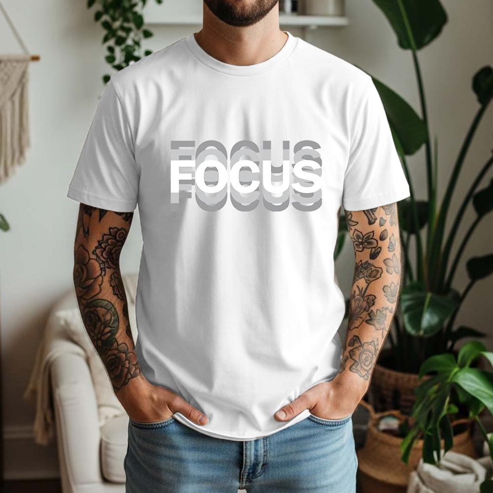 New Summer 100 Cotton Focus TShirt Focus Visual Ghost Letter Minimalist Cool Street Style Oversized Breathable Short Sleeve