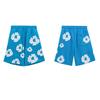 Mens Cotton Floral Print Shorts With Foil Puff Mid-Rise Loose Fit Casual Pants Youth