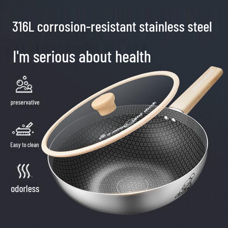COOKER KING 28cm 316 Stainless Steel Non-stick Wok