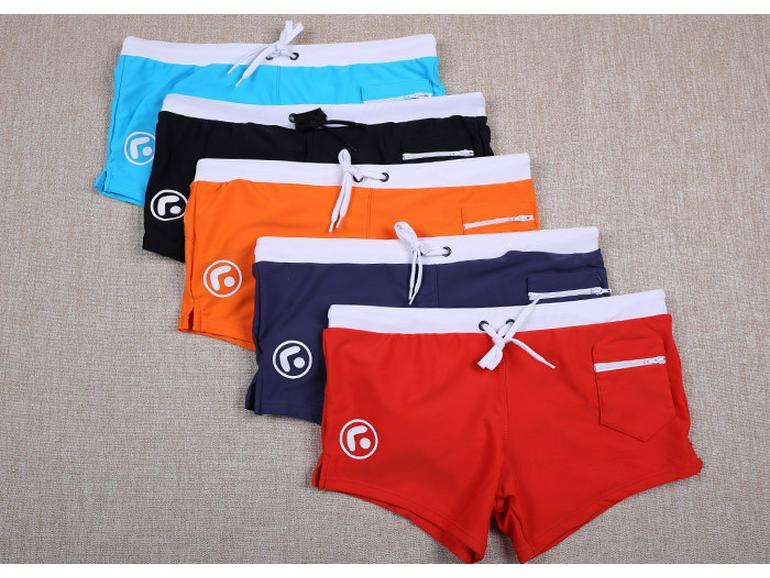 Мужские плавки-боксеры из лайкры с цветными блоками, с низкой посадкой - быстросохнущие и спортивные фитнес-плавки