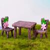 2/3Pcs Mini Table Chair DIY Craft Garden Landscape Flowers Plants Decor Ornament