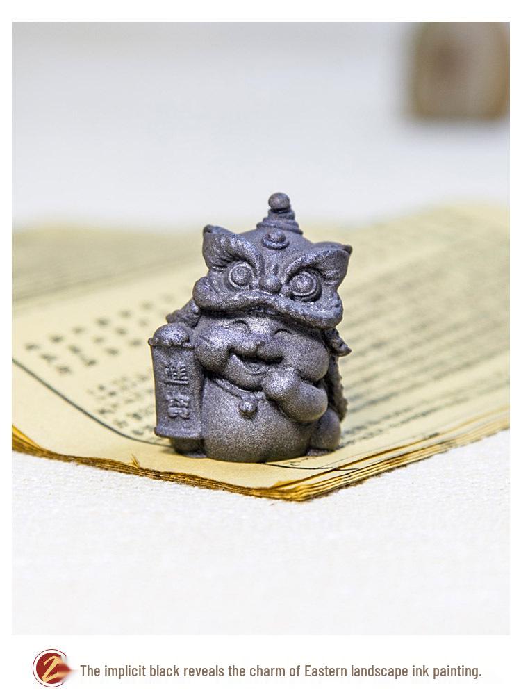 Пробуждающийся Лев Денежный Кот Орнамент - Китайский Национальный Тренд Домашний Декор, Высококачественное Ручное Изделие для Рабочего Стола Гостиной.