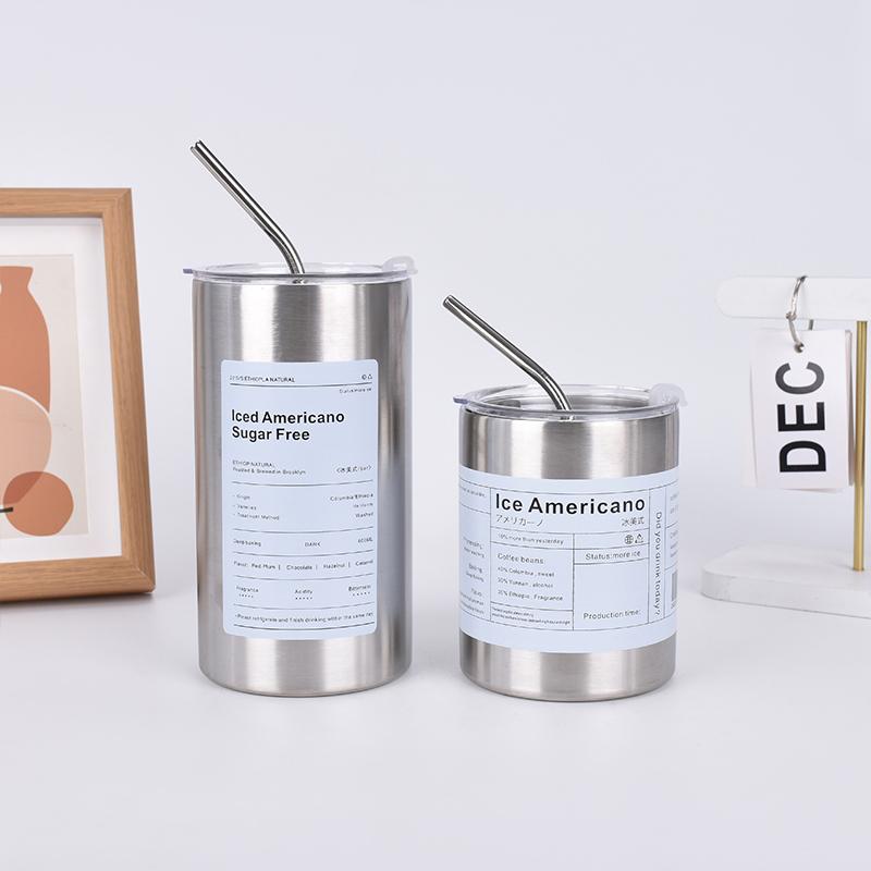 1Pc Vacuum Stainless Steel Kettle Double Layer Mug With Straw Coffee Mug Ice Urchin Coffee Mug