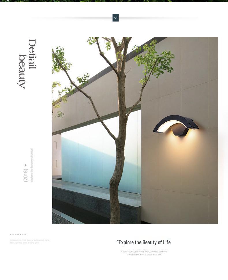 Waterproof Modern LED Outdoor Wall Lamp, Induction Courtyard & Balcony Light, Fan-Shaped Design
