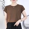 2025 Однотонная футболка с коротким рукавом большого размера для женщин, летняя свободная женская футболка высокого качества с узором CCXX244