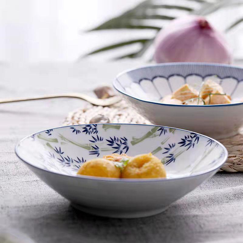 Blue and White Japanese-style Plate with Fruit Dessert Dish Plate Country Style Plate