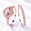 2-в-1 Изысканные цветочные кольца Nano Morganite, набор, подарок на день Святого Валентина, женское обручальное кольцо, ювелирные изделия