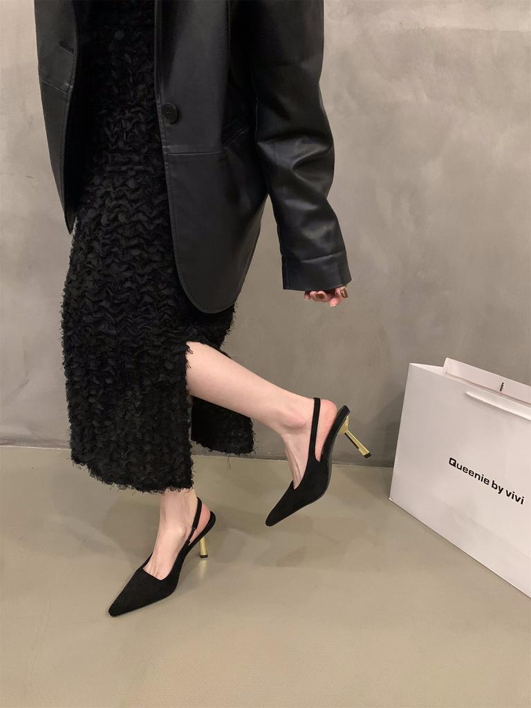 Niche French сандалии с острыми носами на высоком каблуке, туфли-мешки, новинка весны и лета 2025 года, светские туфли для светских львиц