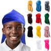Бархатная пиратская шапка Durag, предварительно завязанный детский тюрбан, хиджаб, эластичная повязка на голову для мальчика