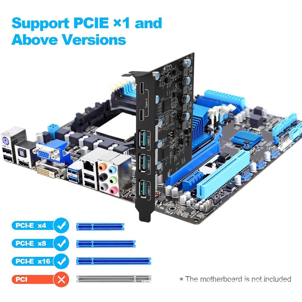 PCIe to USB 3.2 Gen 2 Expansion Card 10 Gbps 3 Type A & 2 Type C Ports