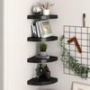 VidaXL Floating Corner Shelves 4 Pcs Black 25x25x3.8 Cm MDF