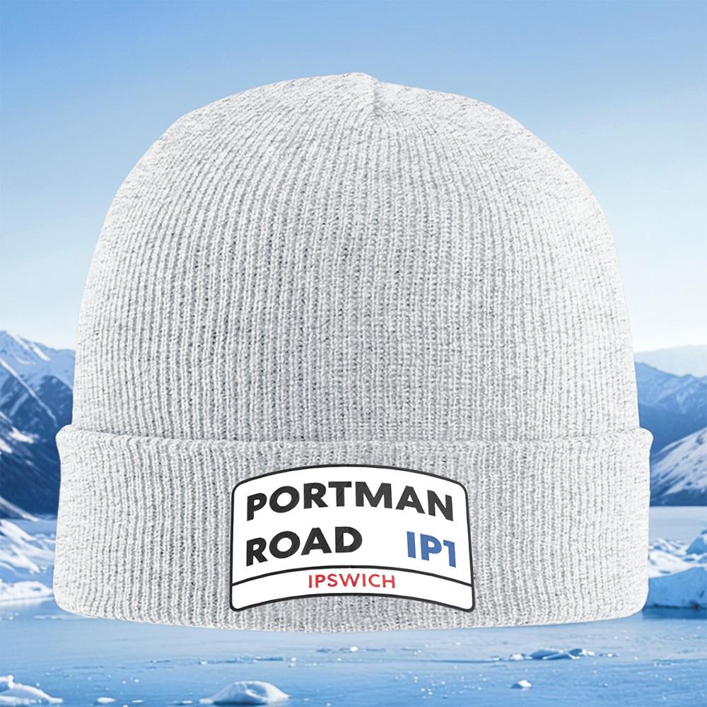 Дорожный знак Portman road Ipswich код Мужская Женская Унисекс Вязаная Шапка Бини Шапка-Свитер Зимняя Термотеплая Рождественская Уличная Велосипед