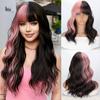 Синтетический розовый микс черный парик с челкой короткий волнистый парик свободный волнистый длиной до плеч цветной костюмный парик для женщин девочек косплей