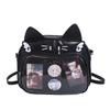 Mechanical Student Cat Backpack With Grid Pocket Cartoon Print For Wear Casual