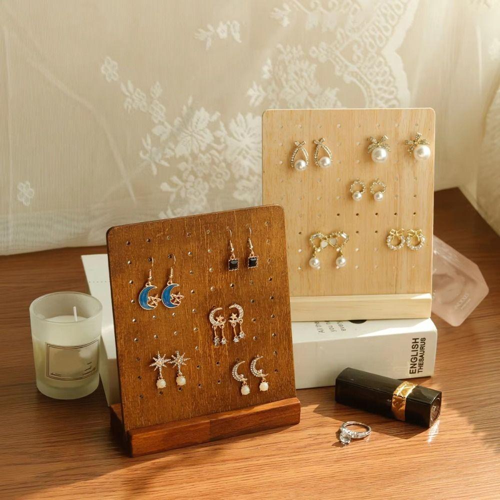 Earring Organizer Wood Earring Stands 72 Holes Earrings Display Stand Earring Holder Desktop Home