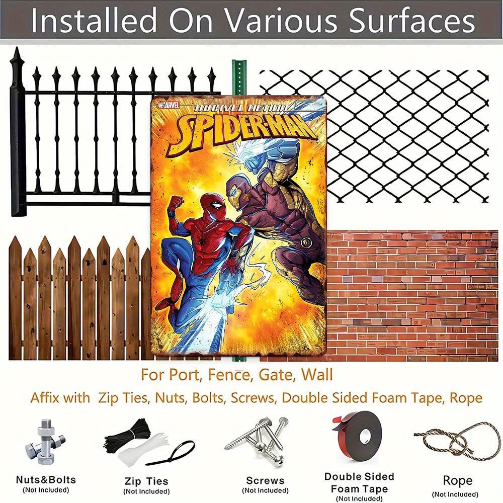 1 Металлическая табличка Marvel, Человек-паук против. Эпическая битва злодеев во вселенной MCU - Идеально для стен, комнат, классных комнат, домов, офисов