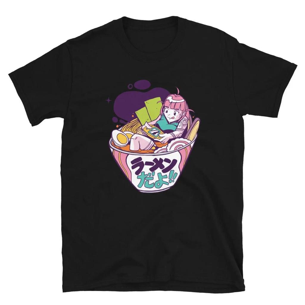 Ramen Video Games Girl Anime T Shirt vintage Washed Versatile Slightly For Everyday Wear street