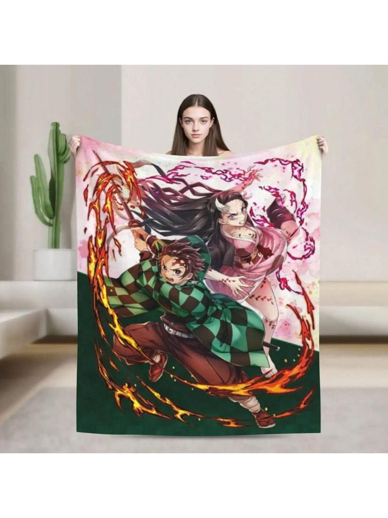 De Mon Anime Slayer Blanket For Couch Sofa Bed,Japanese Cartoon Lightweight Blanket For Living Room,Naps,Dorm,All-Season