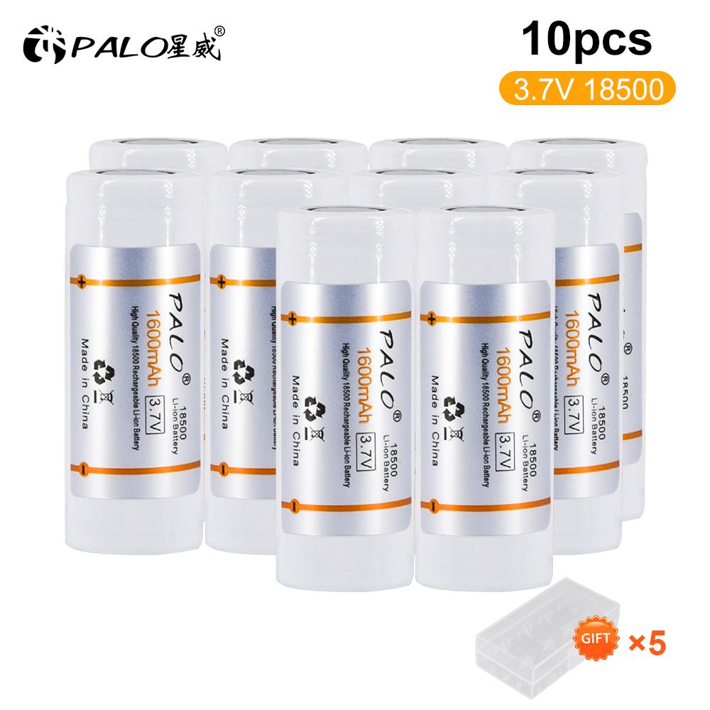PALO 3.7V 18500 Li-ion Rechargeable Battery 18500 1600mAh 3.7V Lithium 18500 Li-ion Batteries for LED Flashlight