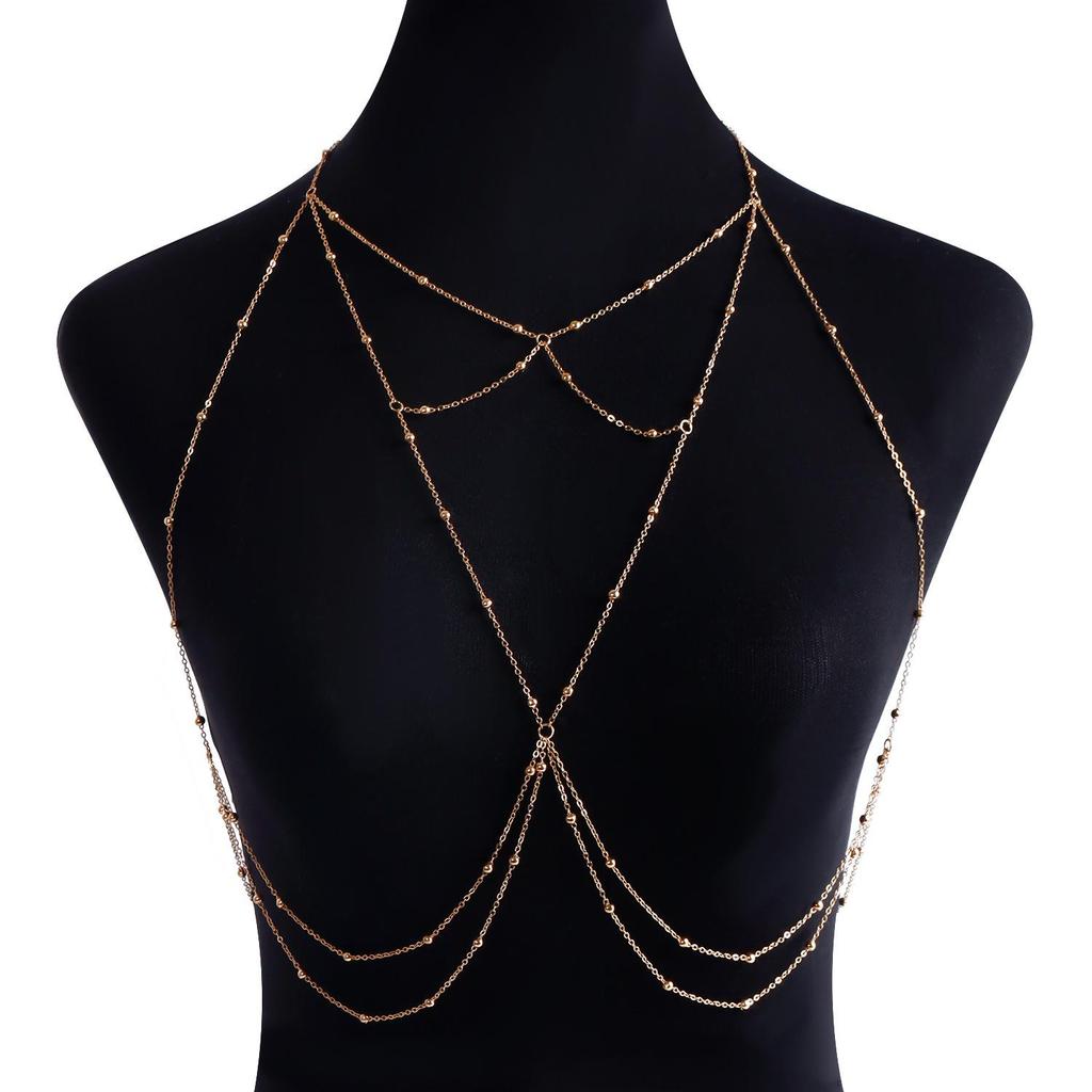 Sexy Beach Body Jewelry: Exaggerated Tassel Necklace with Flash Diamond Pendant for a European and American Casual Look