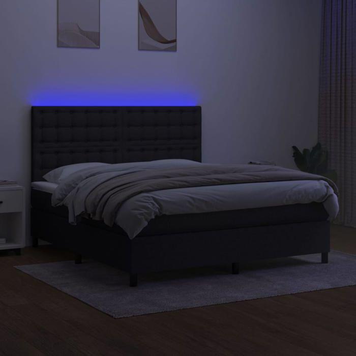 Maison Exclusive - Sommier à lattes de lit et matelas et LED Noir 160x200 cm Tissu