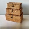 Handmade Rectangular Rattan Gift Box with Lid - Bamboo & Seaweed Woven Storage Basket for Weddings