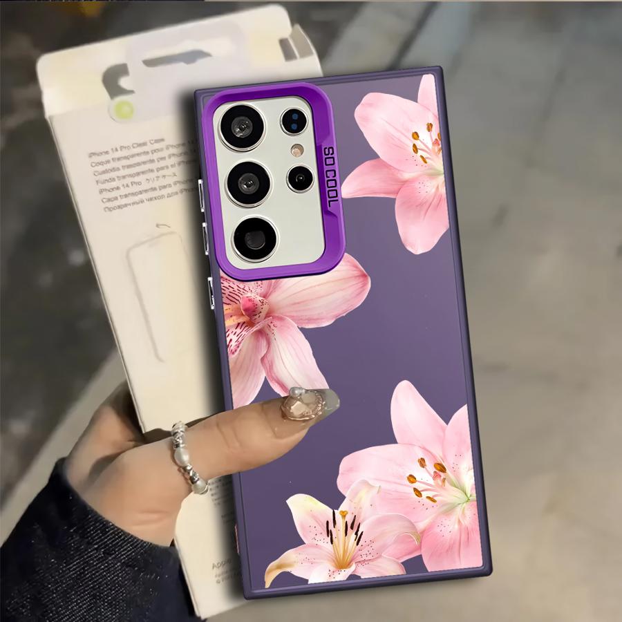 Чехол с узором из розовых лилий для Samsung Galaxy S25 S22 S21 S23 S20 Plus S23 Ultra S24 FE S25Edge Note 20 Ultra Чехол для телефона