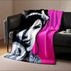 Pop art-style portrait of a woman with bold colors and graphic contrasts. for all seasons blanket lunch break throw gift