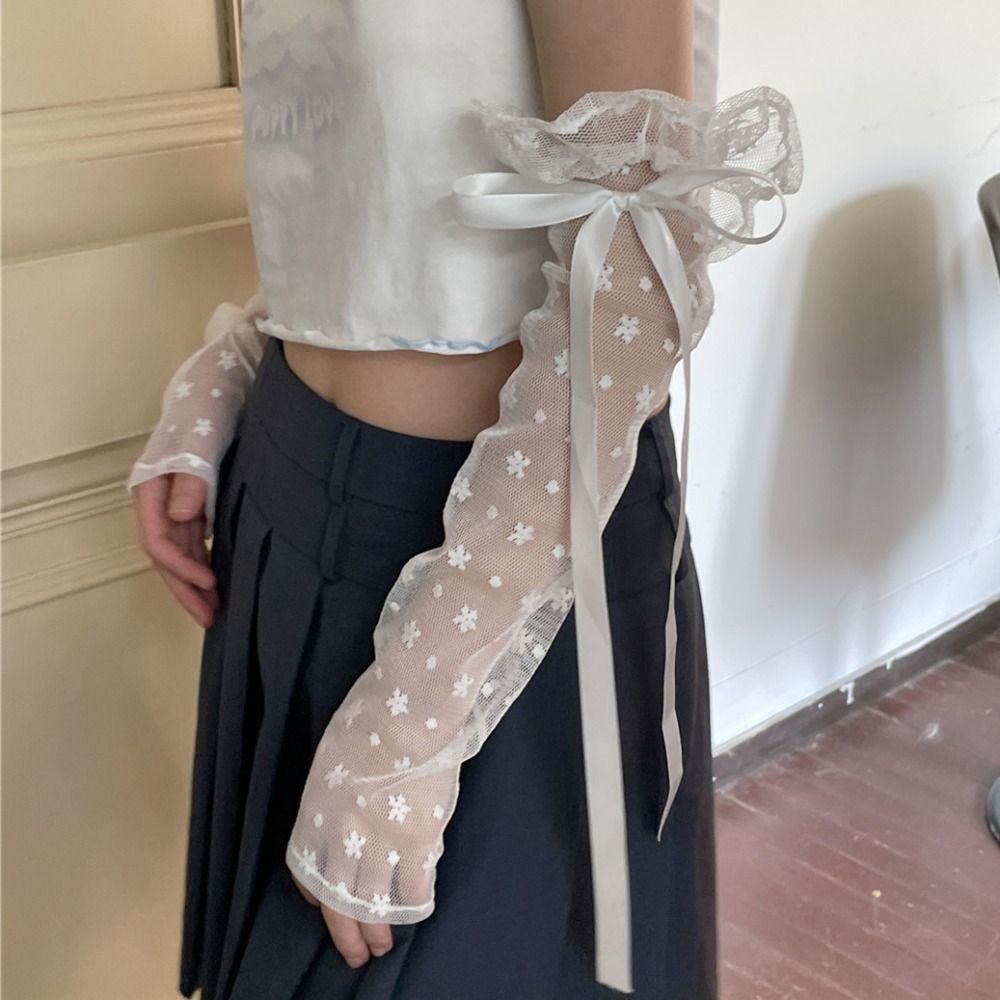 Bow Knot Lolita Arm Sleeve Lace Wrist Cuffs Versatile Fake Sleeves Cuffs Stage Performance