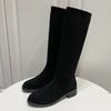 Модные зимние мягкие кожаные женские сапоги до колена модные молнии сзади современные длинные сапоги дизайнерские туфли на плоской подошве Botas De Mujer