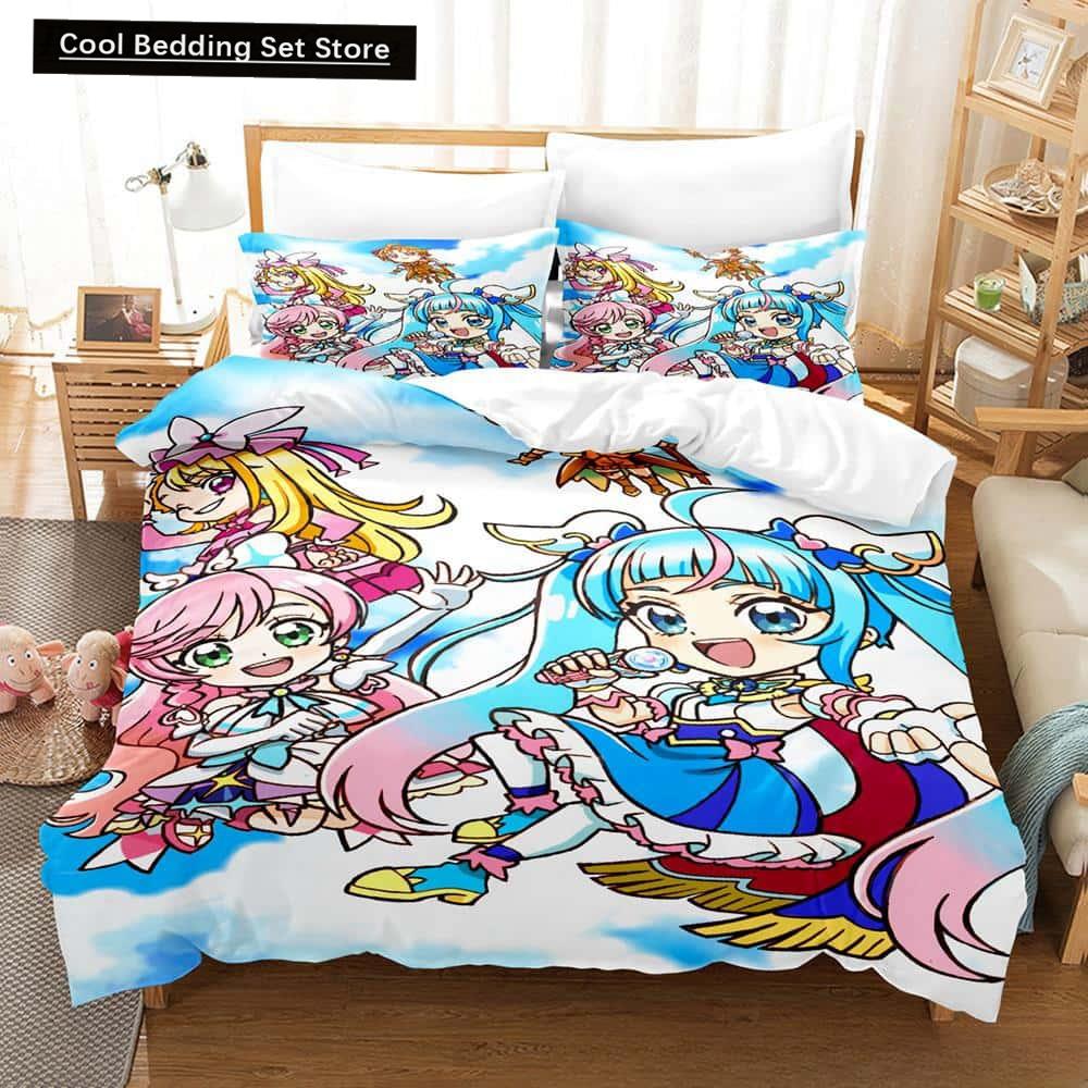 3D Kawaii Аниме Хирогару Скай! Комплект постельного белья Pretty Cure Single Twin Full Queen King Size Bed Set Adult Kid Bedroom Duvetcover Sets