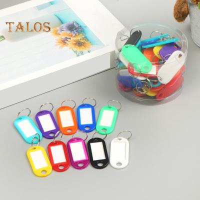 50 шт. Пластиковые брелки для ключей, идентификационные бирки с раздельным кольцом для ключей, бумажная вставка, брелки для ключей, писчая бумага, органайзер для ключей