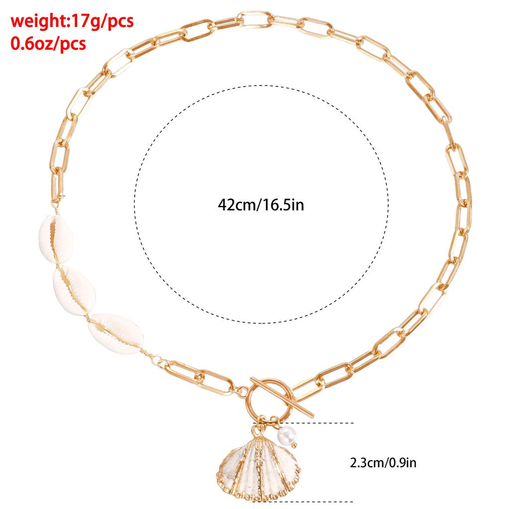 Ocean Series Beach Wind Fashion Sexy Shell Pendant Necklace Premium Sense OT Buckle Splicing Clavicle Chain