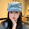 Vantage Original Bow Forward Hats для женщин Y2k 2024 Весна и лето Новые универсальные дорожные солнцезащитные ретро-береты из денима