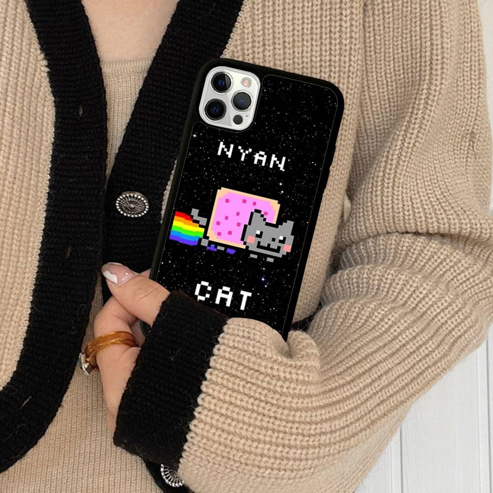 Милый Чехол для Телефона N-Nyan Cat Для IPhone 16 Pro Max 15 14 Plus 14 13 12 11 17 PC+TPU Чехлы Задняя Крышка