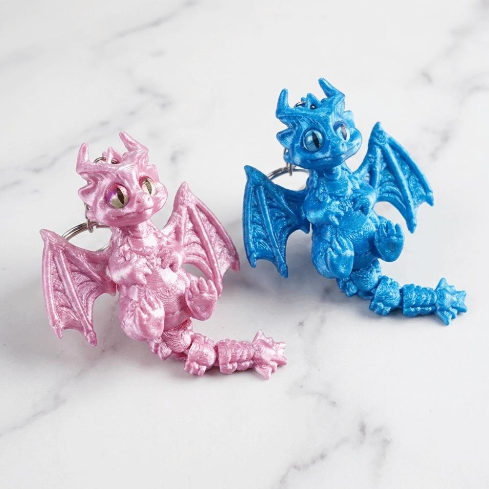 3D Printed Pterosaur Keyring Color Gradient Articulated Pendant Dragon Keychain Bag Decoration