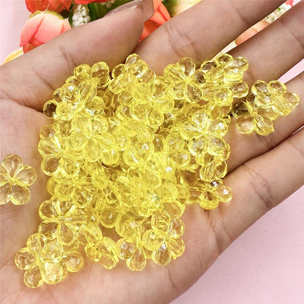 Creative Craft DIY Spacer Loose Beads with Hole Handmade Material 100pcs 14mm Jewelry Accessories Flower Shape Multicolor Acrylic